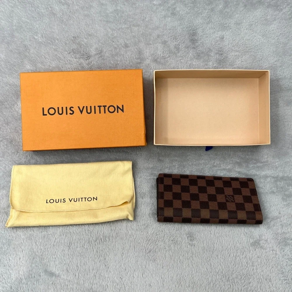 Louis Vuitton Brazza Wallet N60017 Damier Ebene Brown Mens Long Wallet Organizer